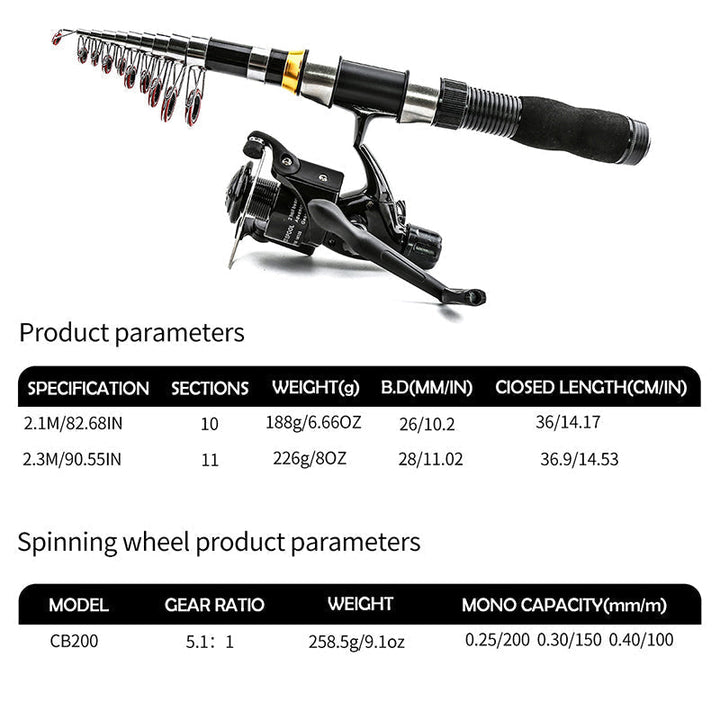 Telescopic Fishing Rod and Reel Set with Bag 2