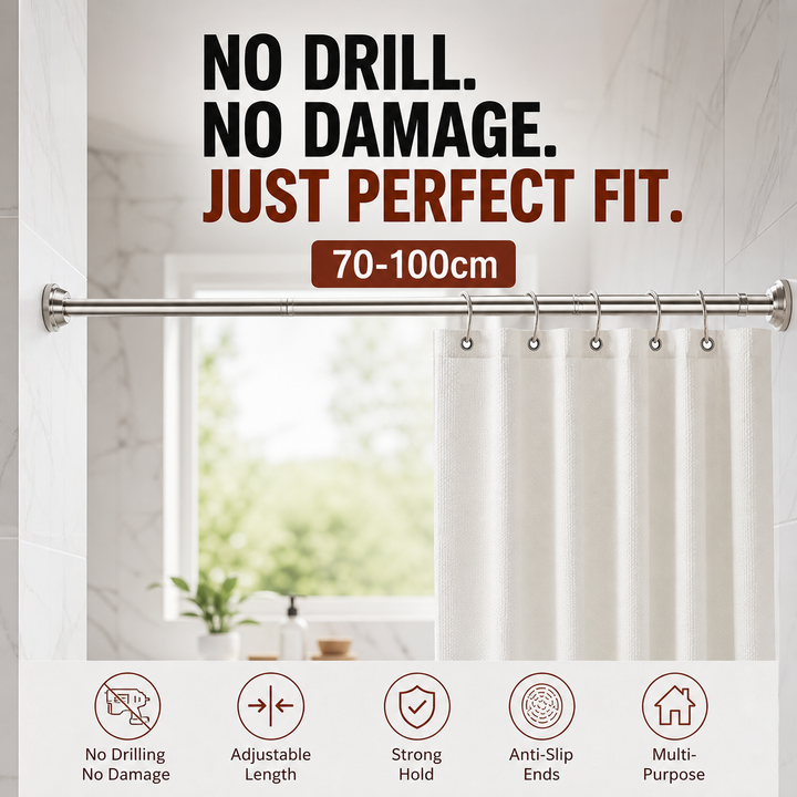 Tension Rod No Drill Adjustable 28.1 to 102.8 Inch Stainless Steel 7