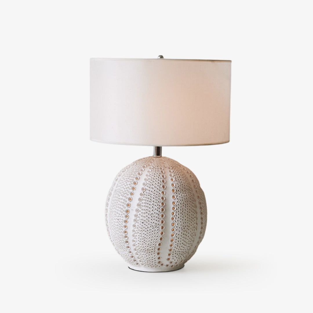 Textured Ceramic Table Lamp White Drum Shade 23.6 in Set of 3 1