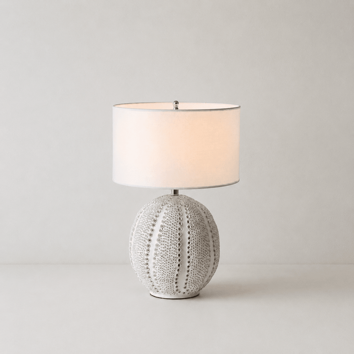 Textured Ceramic Table Lamp White Drum Shade 23.6 in Set of 3 15.7 x 23.6 in 1