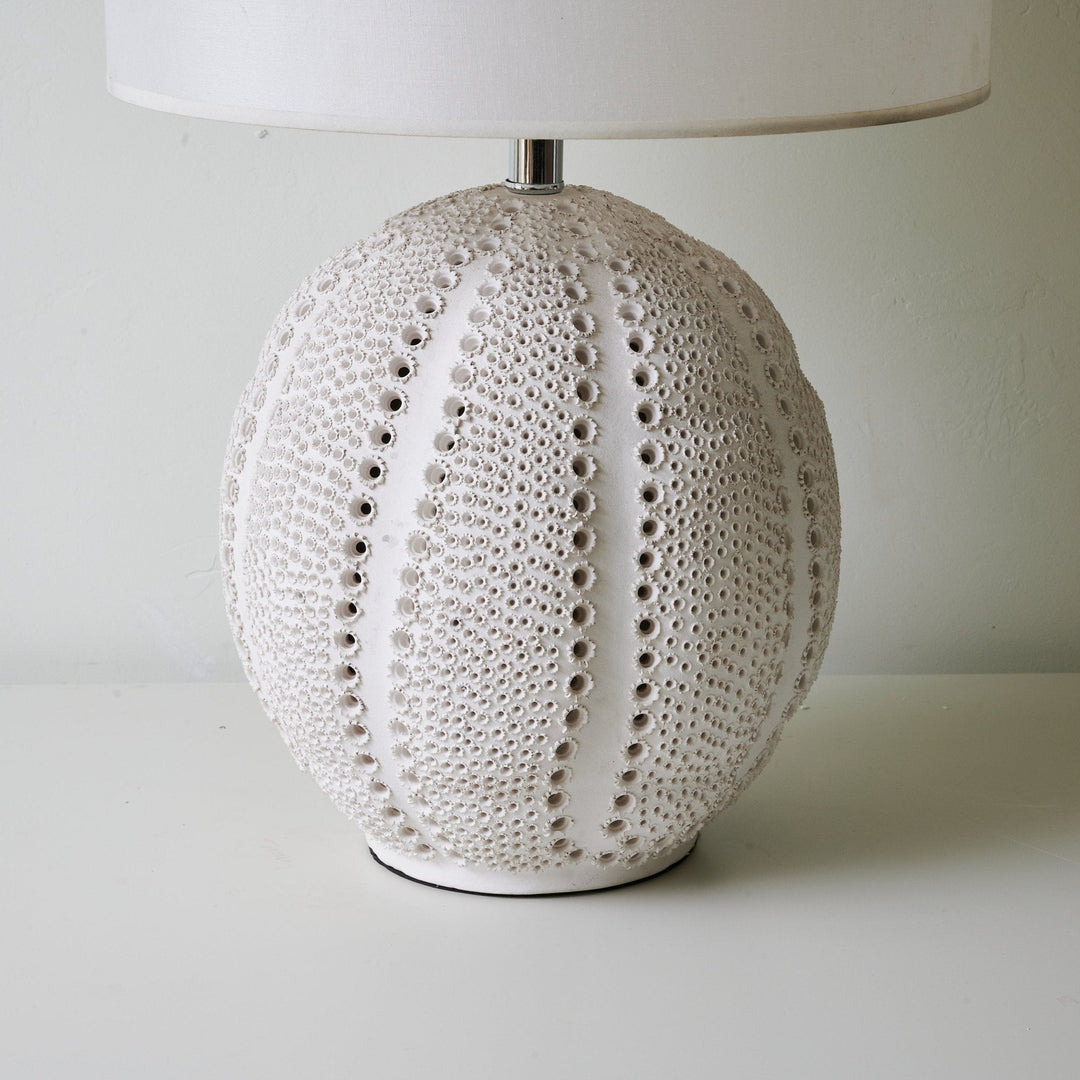 Textured Ceramic Table Lamp White Drum Shade 23.6 in Set of 3 3