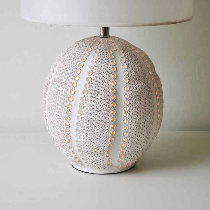 Textured Ceramic Table Lamp White Drum Shade 23.6 in Set of 3 4