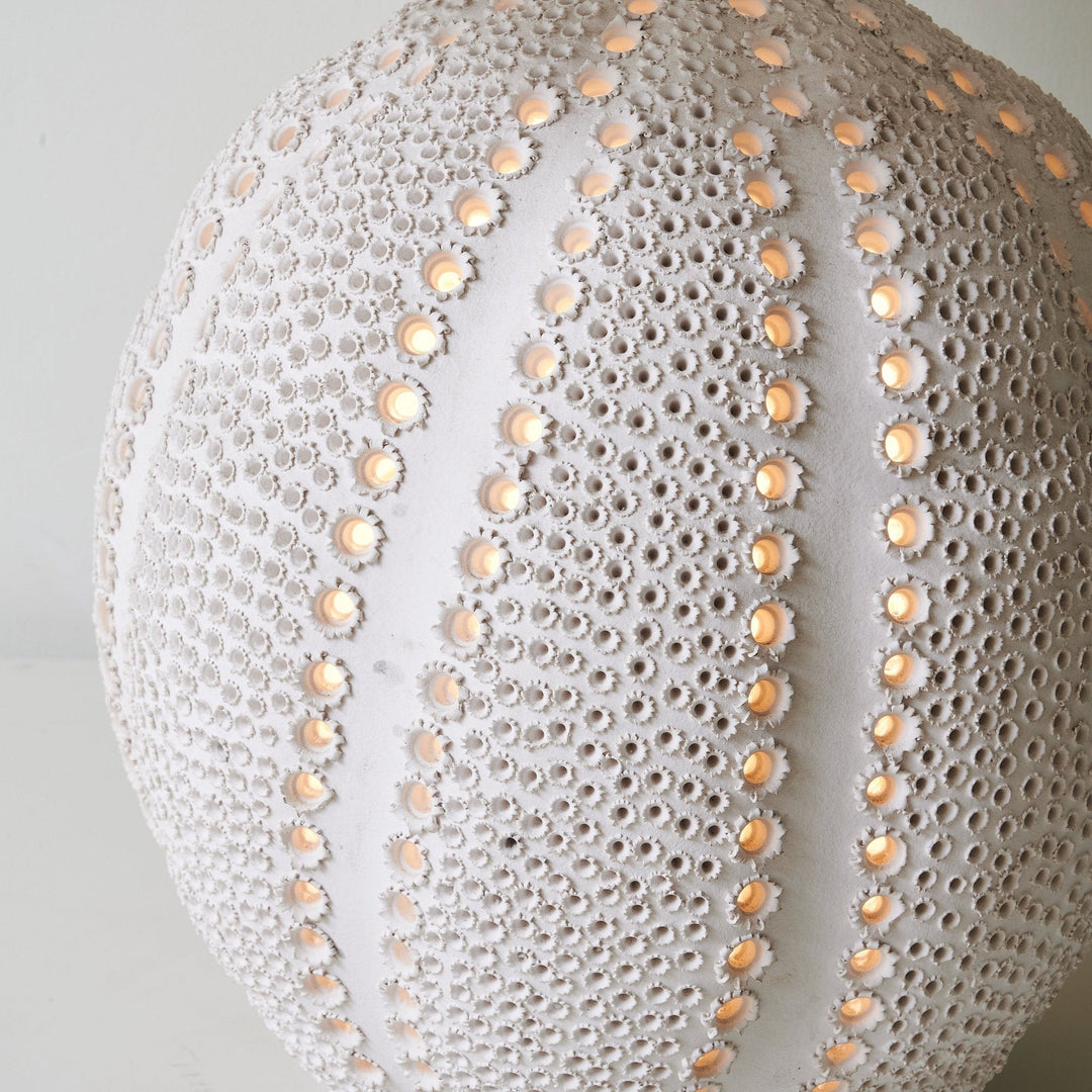 Textured Ceramic Table Lamp White Drum Shade 23.6 in Set of 3 5