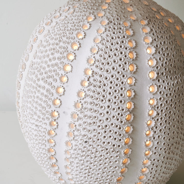 Textured Ceramic Table Lamp White Drum Shade 23.6 in Set of 3 5