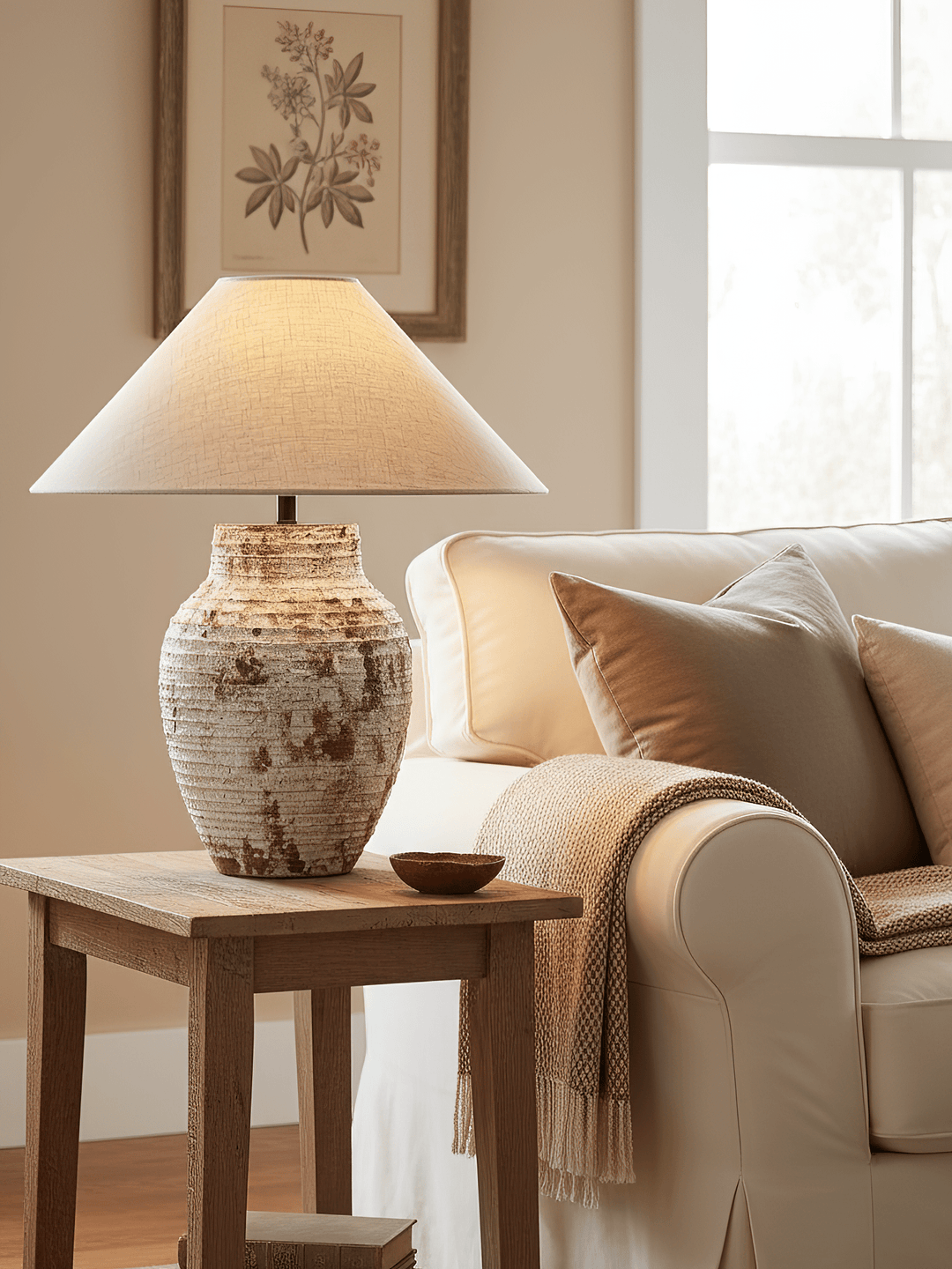 Textured Clay Table Lamp Terracotta and Beige 19.7 in Set of 3 3