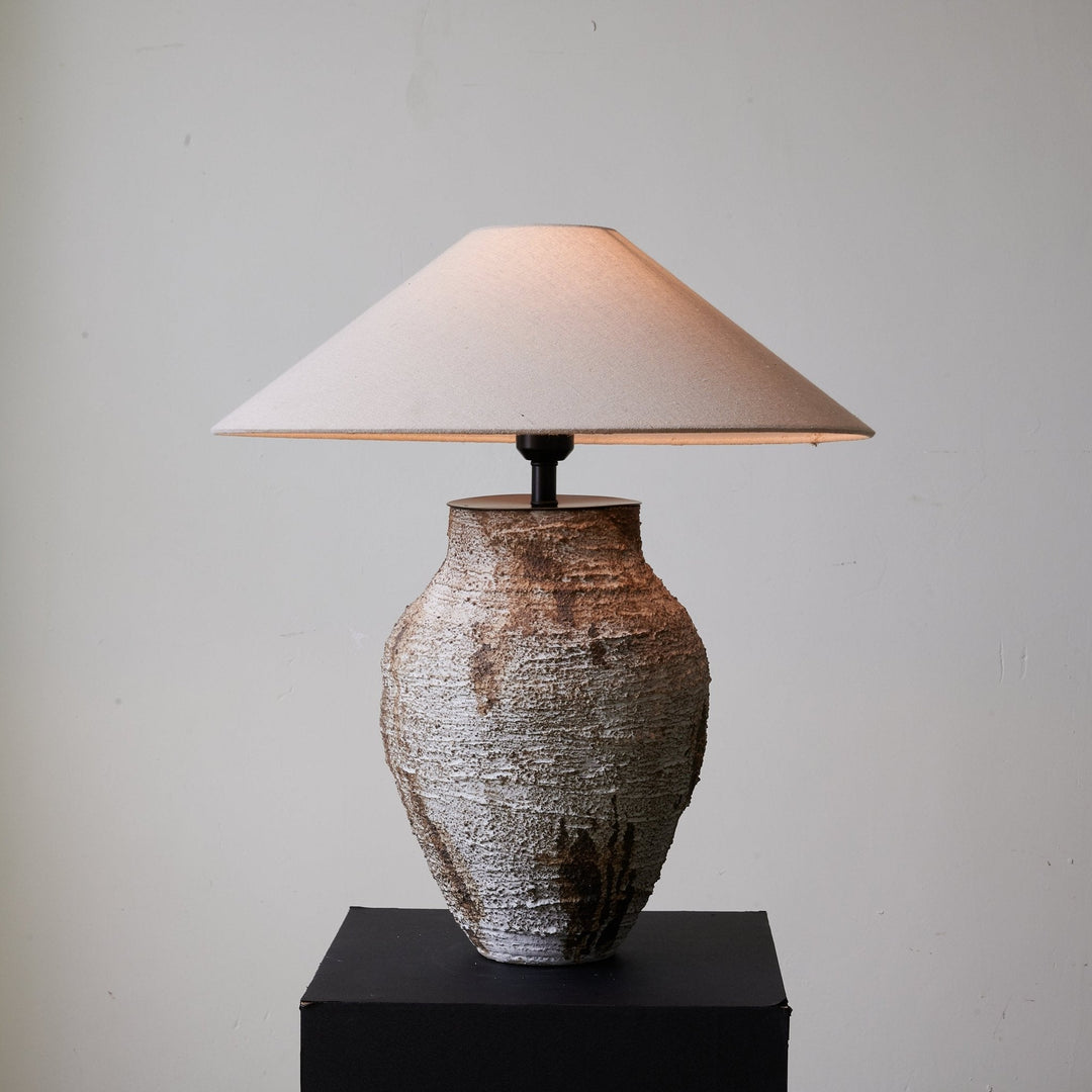Textured Clay Table Lamp Terracotta and Beige 19.7 in Set of 3 5