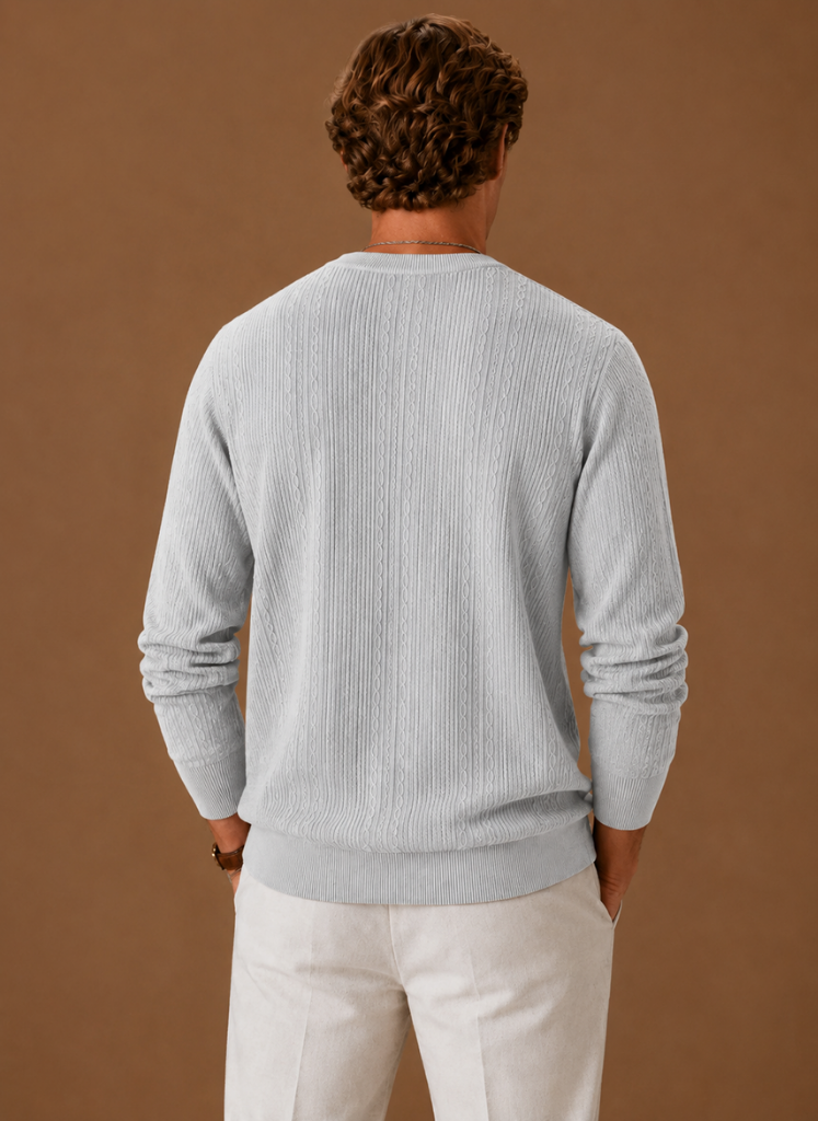 Textured Knit Crew Neck Sweater Set of 3 Gray 2