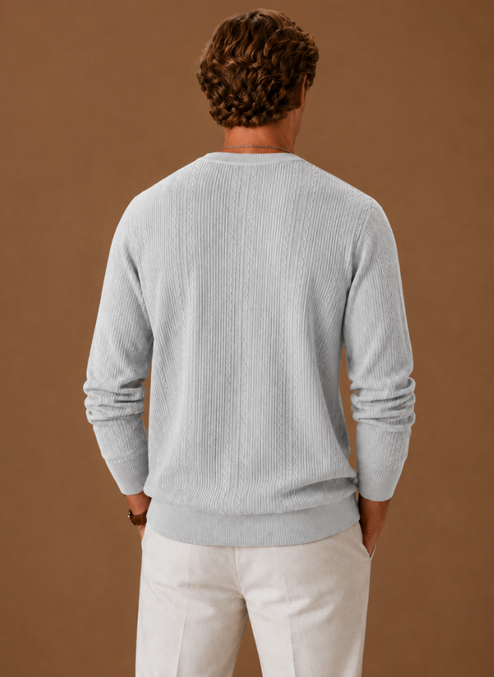 Textured Knit Crew Neck Sweater Set of 3 Gray 2