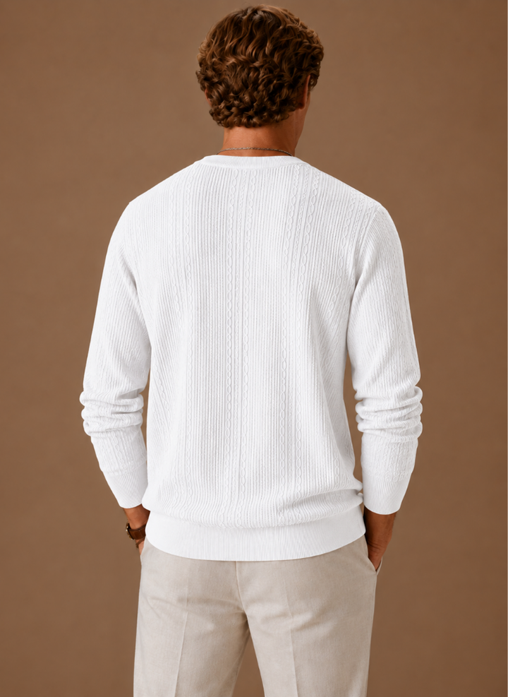 Textured Knit Crew Neck Sweater Set of 3 White 2