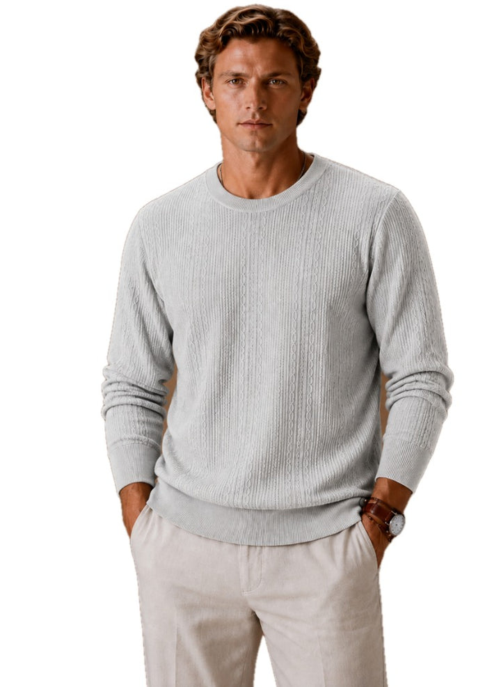 Textured Knit Crew Neck Sweater Set of 3 on white