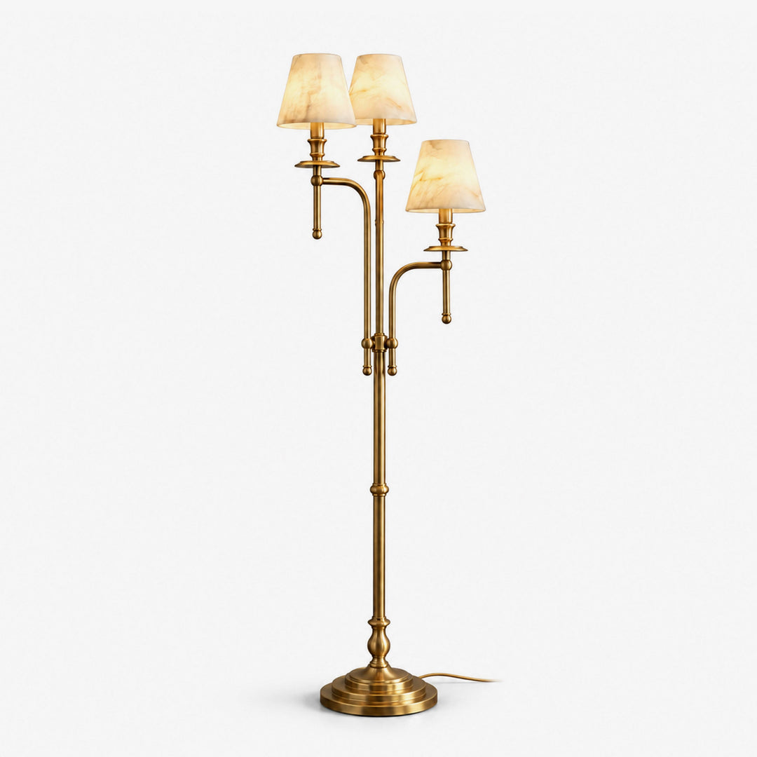 Three Arm Candlestick Floor Lamp Alabaster Shades 68.9 in 1