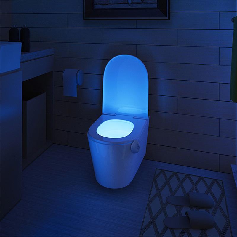 Toilet Night Light Motion Sensor 8 Colors AAA Battery Set of 3 1