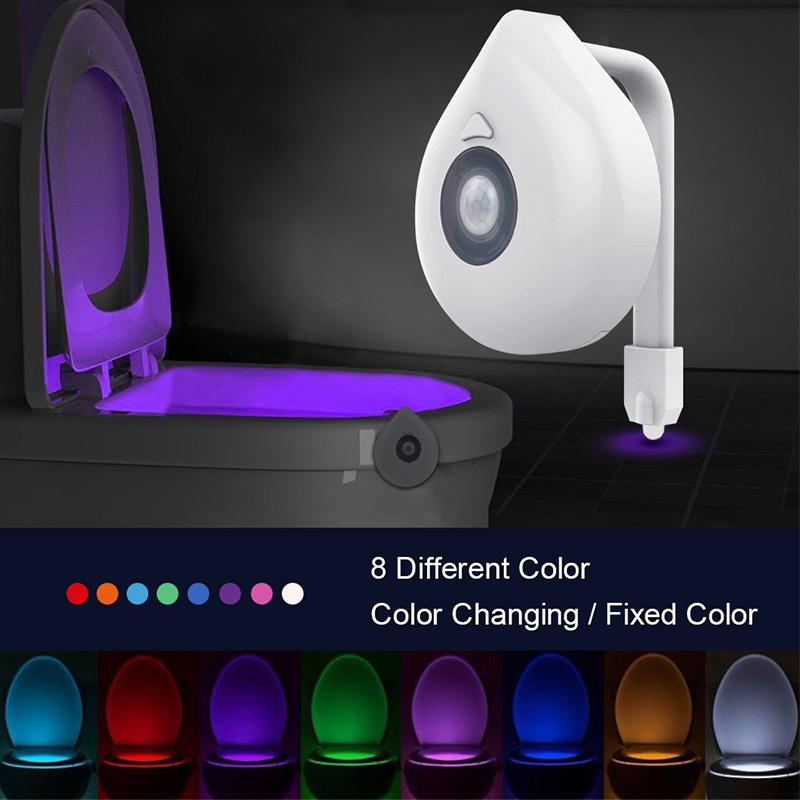 Toilet Night Light Motion Sensor 8 Colors AAA Battery Set of 3 2