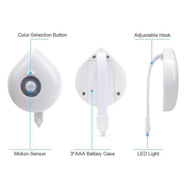 Toilet Night Light Motion Sensor 8 Colors AAA Battery Set of 3 3