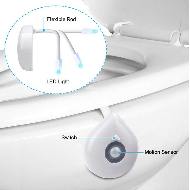 Toilet Night Light Motion Sensor 8 Colors AAA Battery Set of 3 4