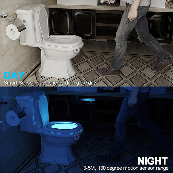 Toilet Night Light Motion Sensor 8 Colors AAA Battery Set of 3 5