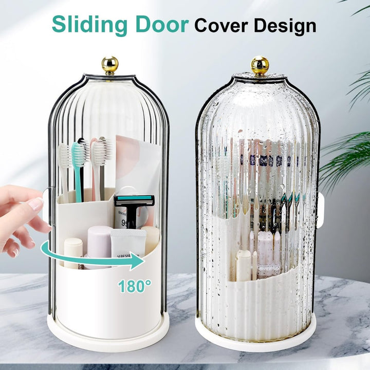 Toothbrush Holder with Sliding Lid and 3 Slots Set of 2 3
