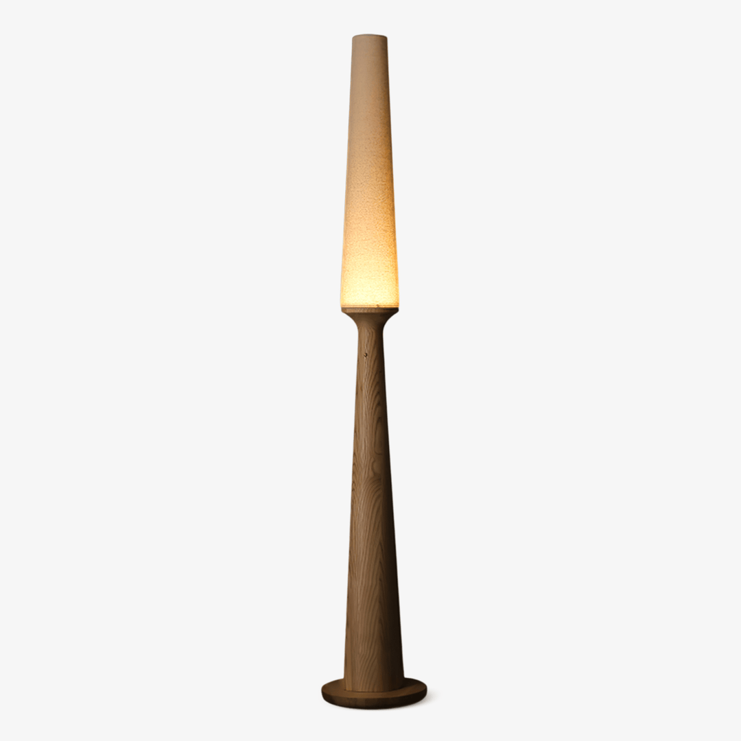 Totem Floor Lamp Solid Wood Base Fabric Shade 57.1 in 1