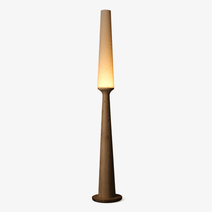 Totem Floor Lamp Solid Wood Base Fabric Shade 57.1 in 1