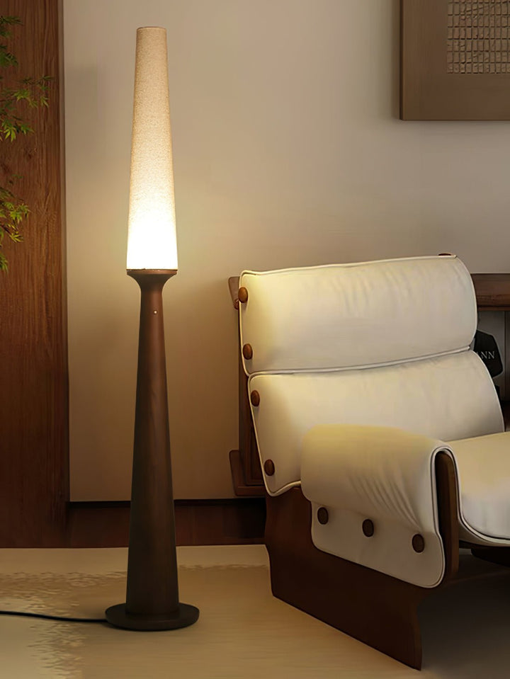 Totem Floor Lamp Solid Wood Base Fabric Shade 57.1 in 3
