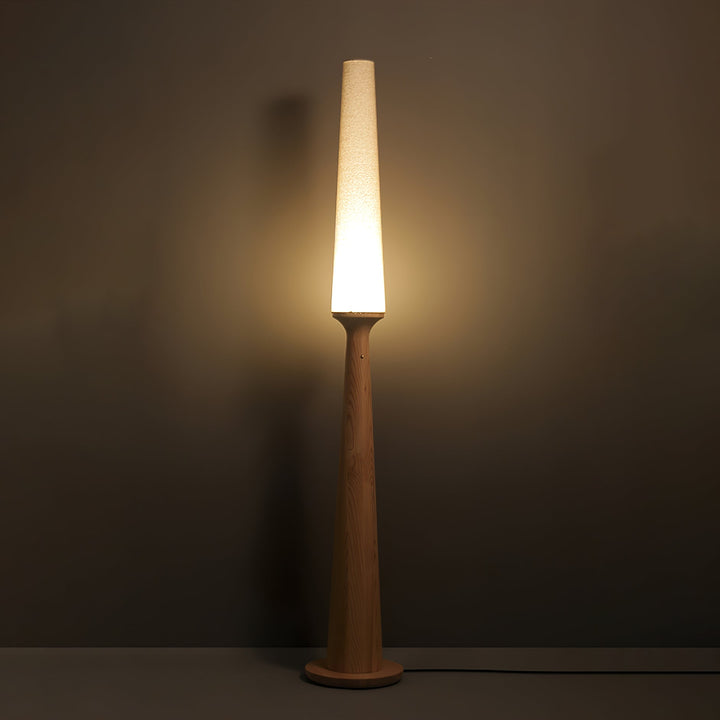 Totem Floor Lamp Solid Wood Base Fabric Shade 57.1 in 4