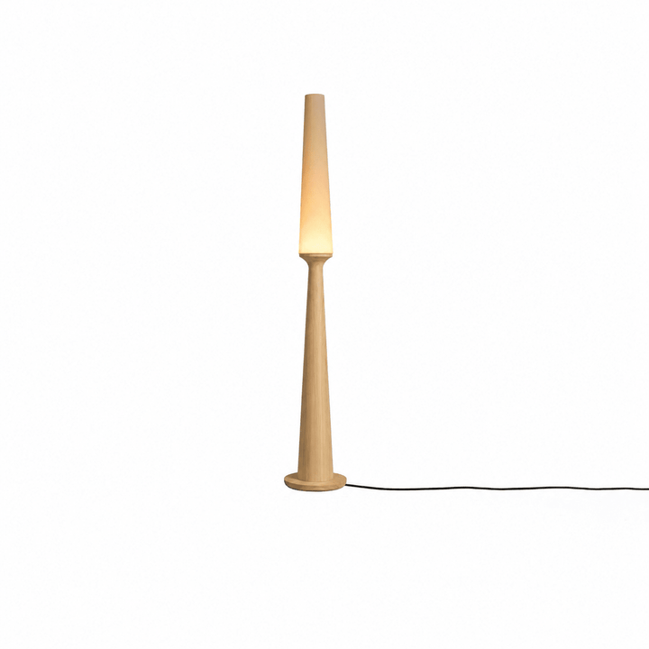 Totem Floor Lamp Solid Wood Base Fabric Shade 57.1 in Natural Wood 1
