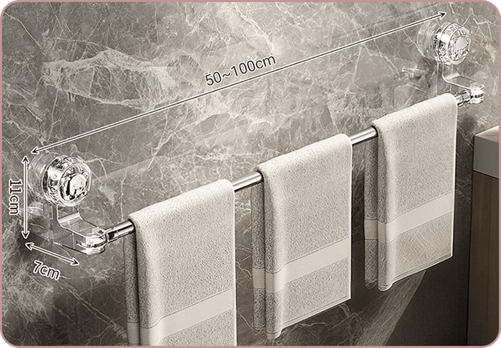 Towel Bar Suction Cup Adjustable 19.7 to 39.4 Inch Stainless Steel White 1