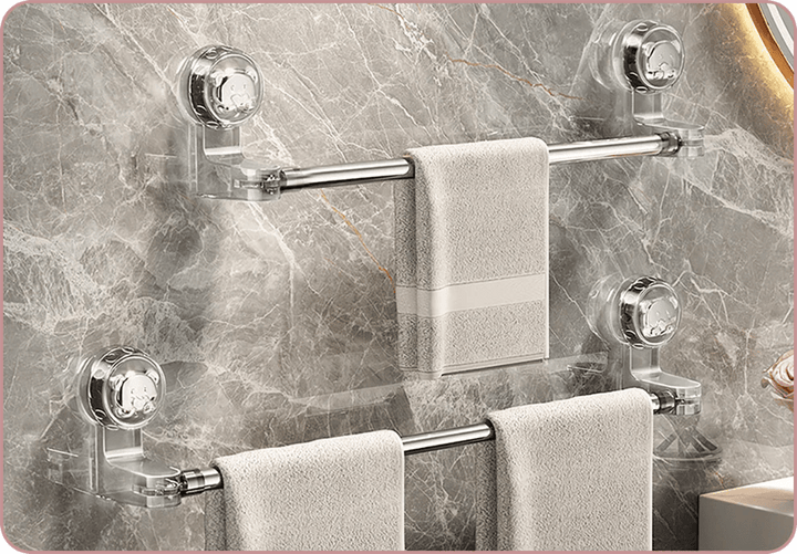 Towel Bar Suction Cup Adjustable 19.7 to 39.4 Inch Stainless Steel White 2