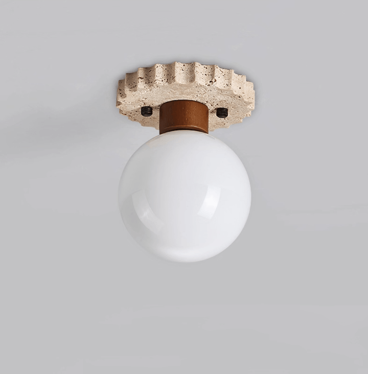 Travertine Ceiling Light Frosted Glass Globe 5.1 in Set of 3 3