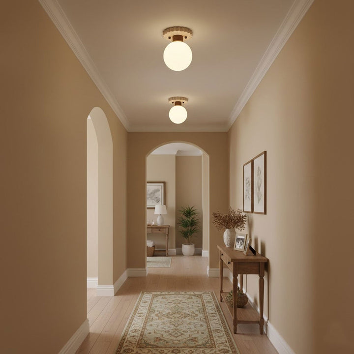 Travertine Ceiling Light Frosted Glass Globe 5.1 in Set of 3 7