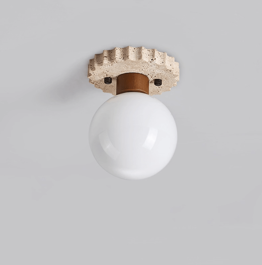 Travertine Ceiling Light Frosted Glass Globe 5.1 in Set of 3 8