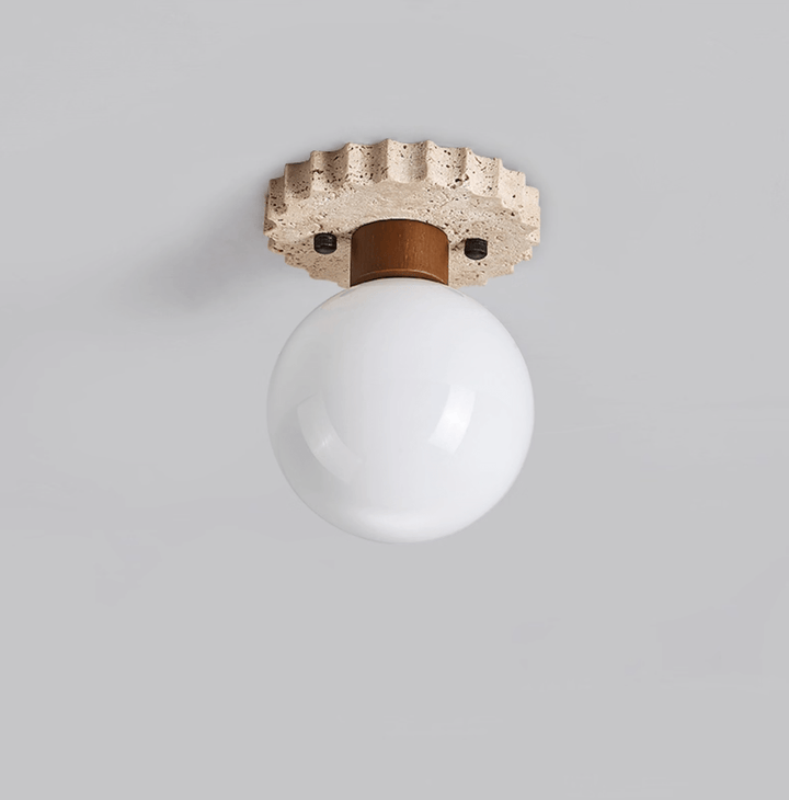 Travertine Ceiling Light Frosted Glass Globe 5.1 in Set of 3 8