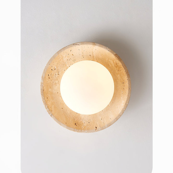 Travertine Ceiling Light Opal Glass Globe 9.8 in 7