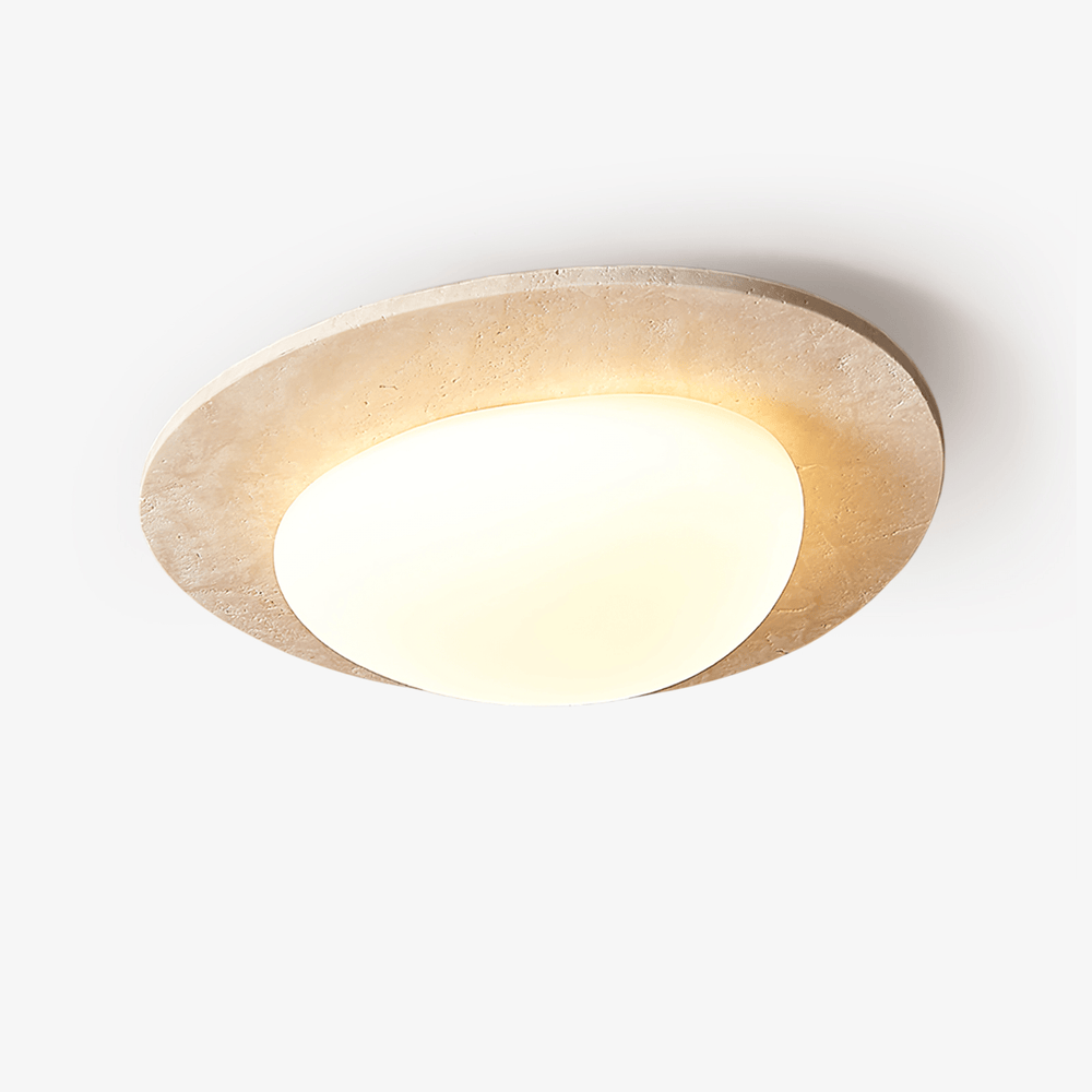 Travertine Ceiling Light Organic Stone Frame 12.6 in Set of 3 1