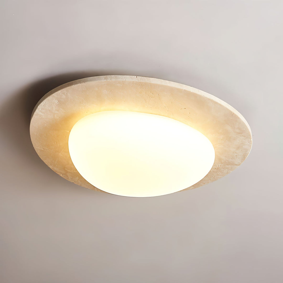 Travertine Ceiling Light Organic Stone Frame 12.6 in Set of 3 12.6 x 11.4 x 4.7 in 1