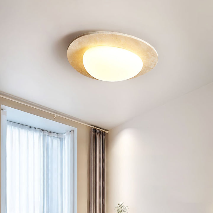 Travertine Ceiling Light Organic Stone Frame 12.6 in Set of 3 2
