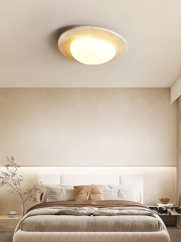 Travertine Ceiling Light Organic Stone Frame 12.6 in Set of 3 4