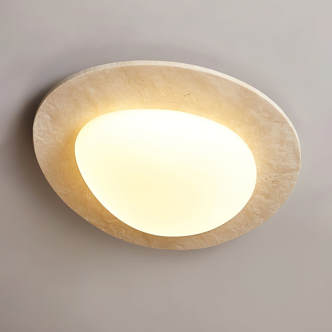 Travertine Ceiling Light Organic Stone Frame 12.6 in Set of 3 7