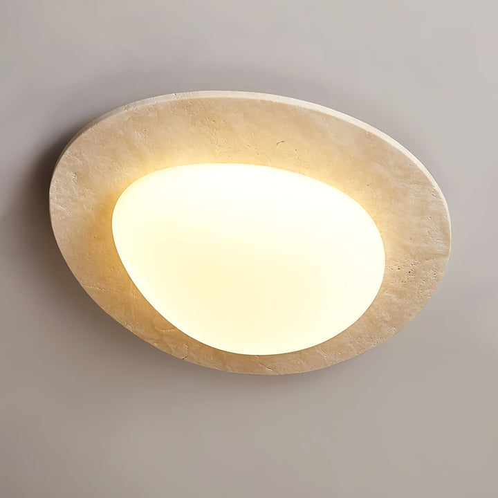 Travertine Ceiling Light Organic Stone Frame 12.6 in Set of 3 7