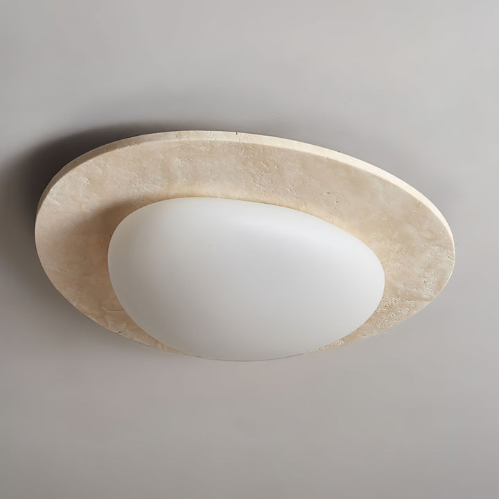 Travertine Ceiling Light Organic Stone Frame 12.6 in Set of 3 8