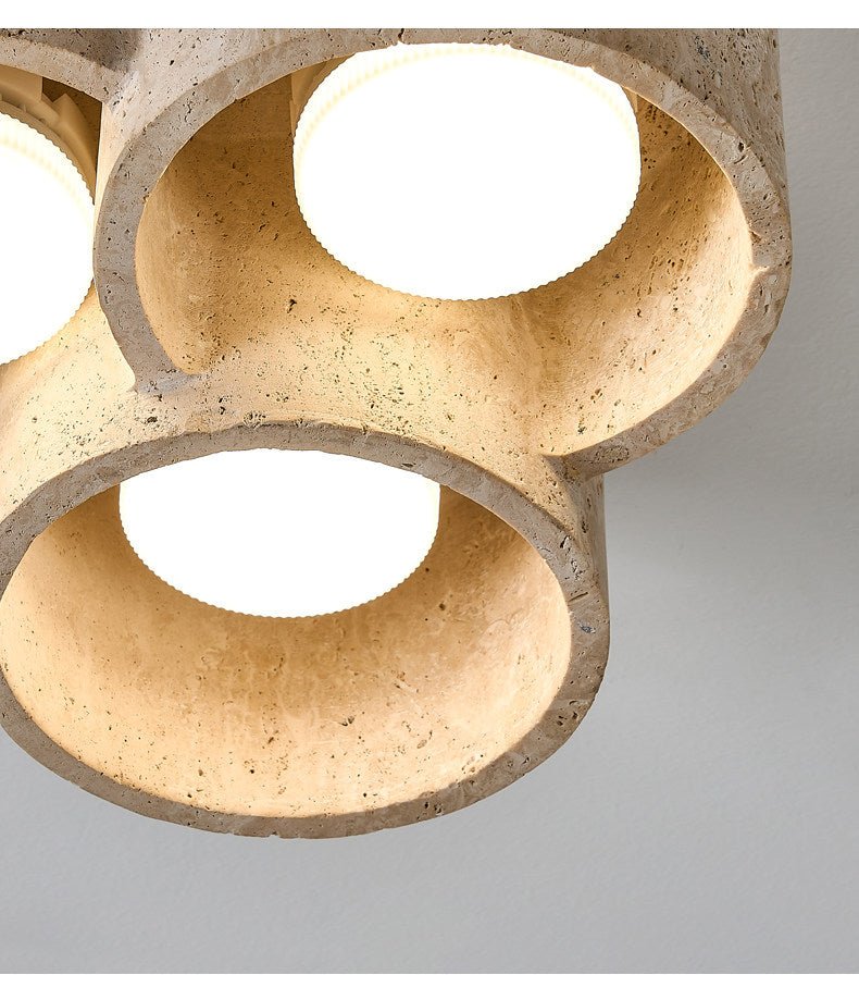 Travertine Cluster Ceiling Light Two Ring Flush Mount 10.2 in Set of 3 1