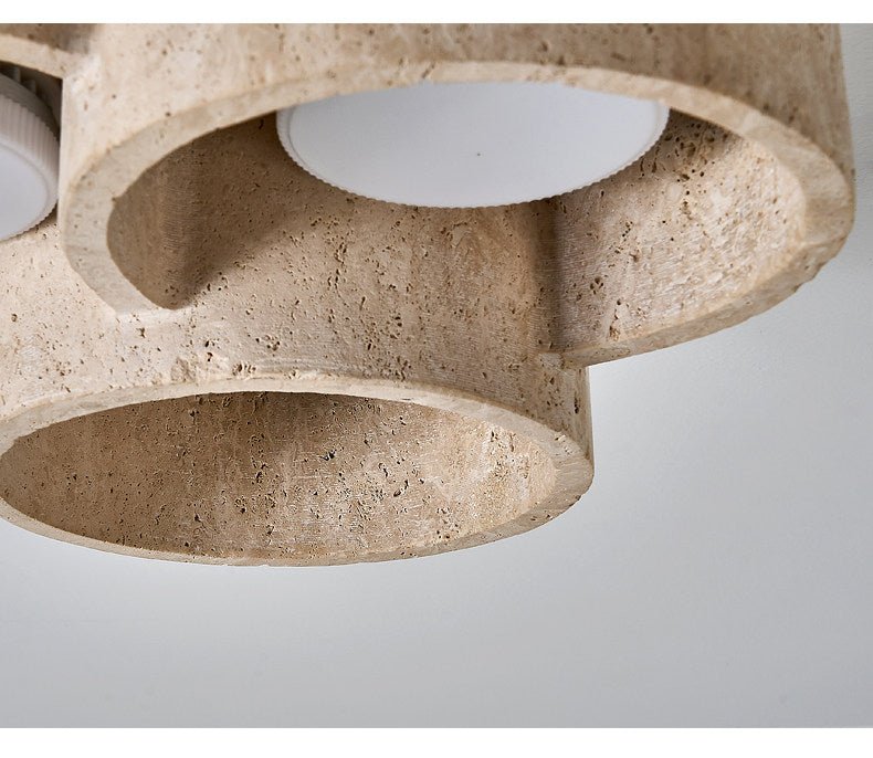 Travertine Cluster Ceiling Light Two Ring Flush Mount 10.2 in Set of 3 2