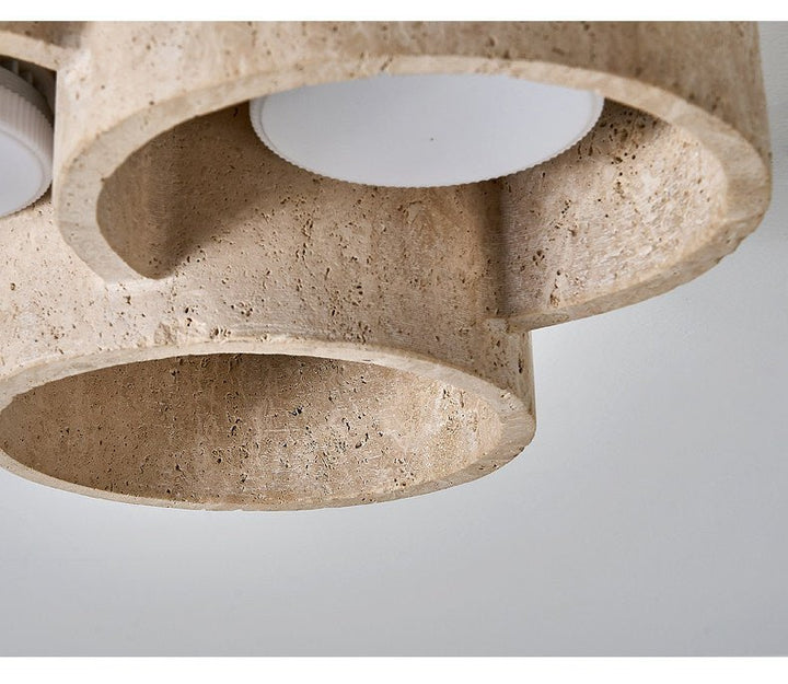 Travertine Cluster Ceiling Light Two Ring Flush Mount 10.2 in Set of 3 2