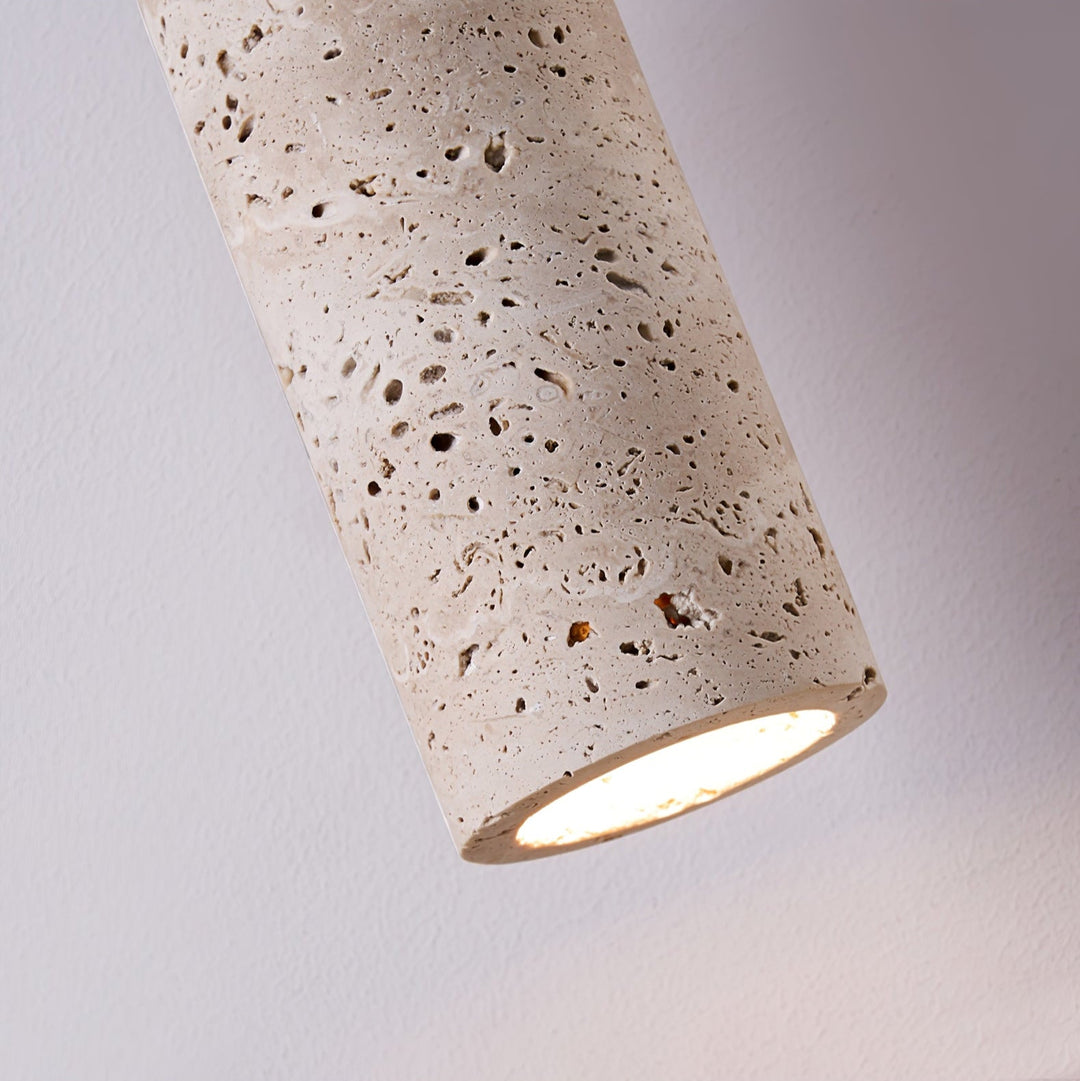 Travertine Column Pendant Light Walnut Cap 2.6 in Set of 2 5