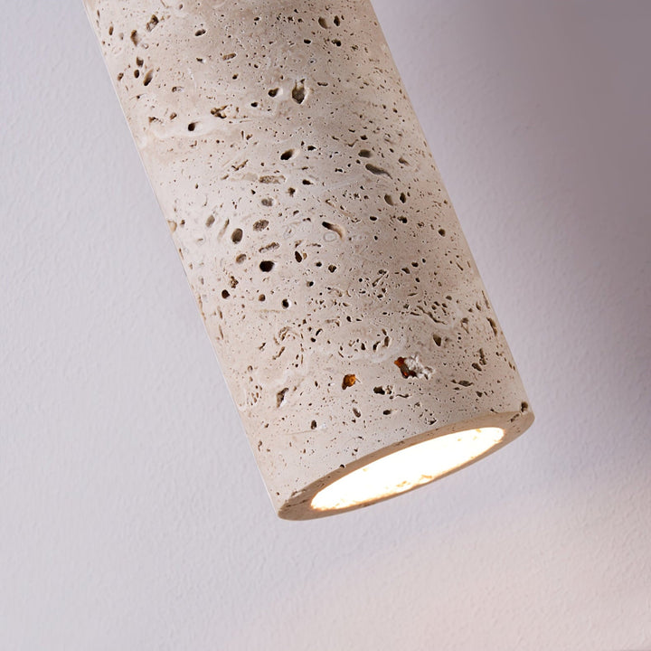 Travertine Column Pendant Light Walnut Cap 2.6 in Set of 2 5