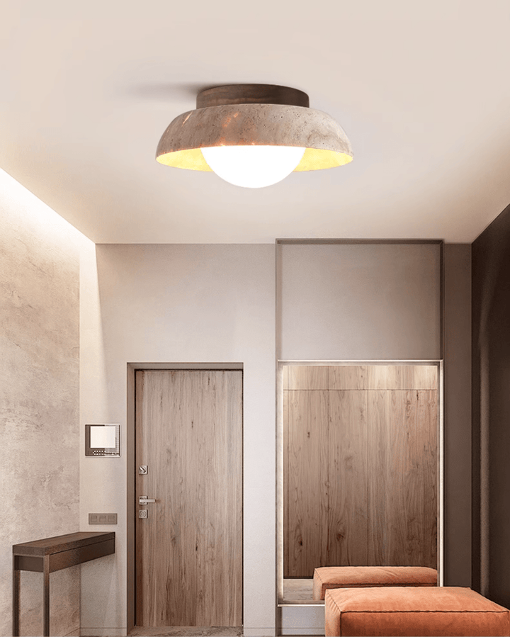 Travertine Dome Ceiling Light Walnut Globe 7.9 in Set of 2 4