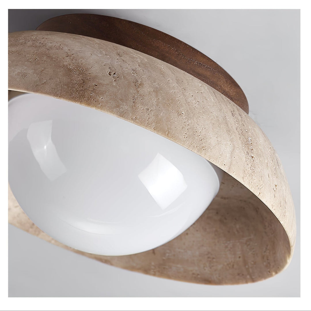 Travertine Dome Ceiling Light Walnut Globe 7.9 in Set of 2 5