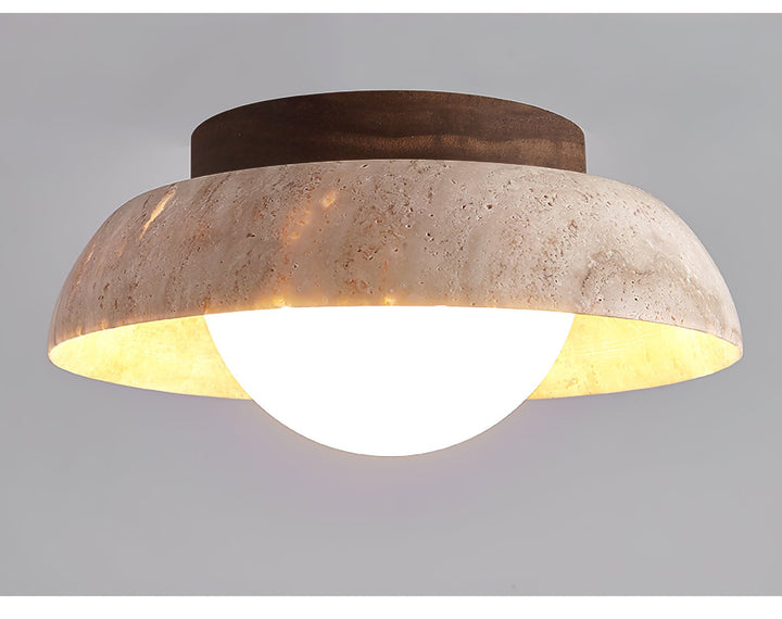 Travertine Dome Ceiling Light Walnut Globe 7.9 in Set of 2 6