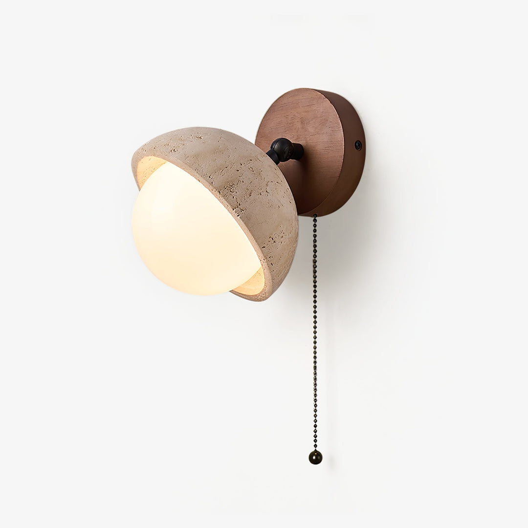 Travertine Dome Wall Sconce Glass Globe Walnut 5.9 in Set of 3 1