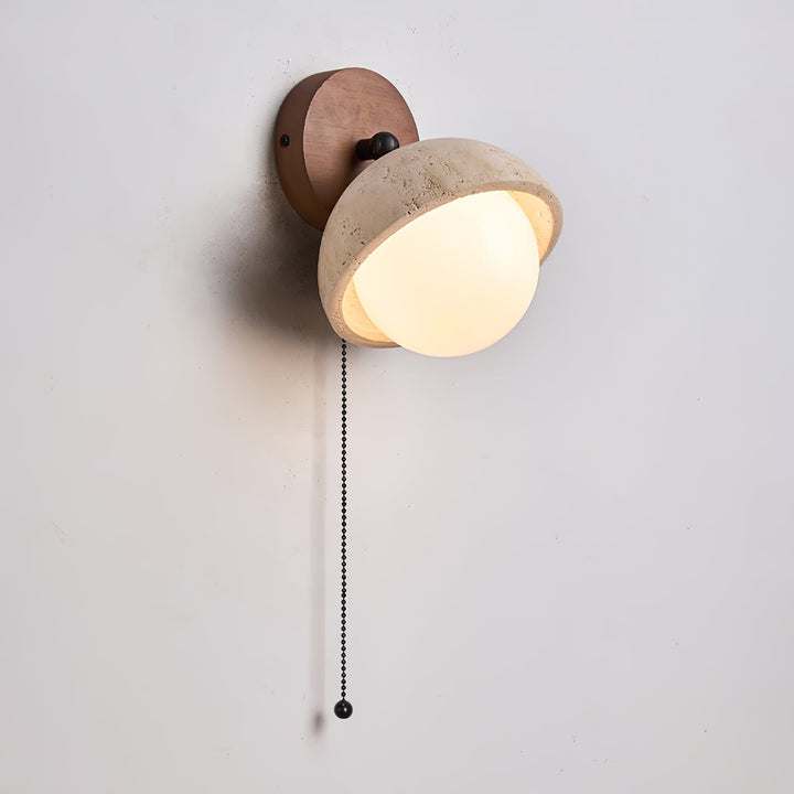 Travertine Dome Wall Sconce Glass Globe Walnut 5.9 in Set of 3 5.9 x 7.5 in 1